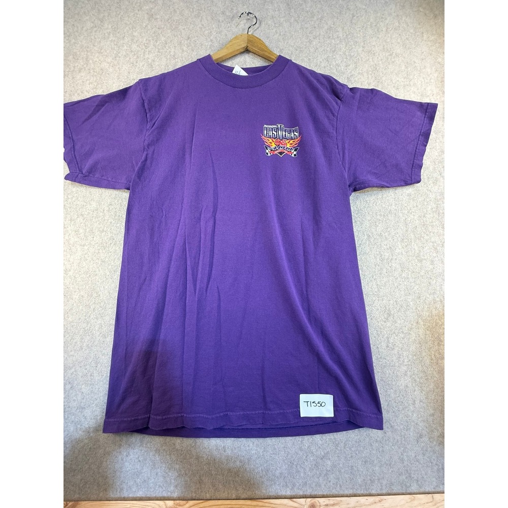 Vintage 1998 Logo 7 Las Vegas 400 Inaugural Race T-Shirt Purple Mens XL NASCAR